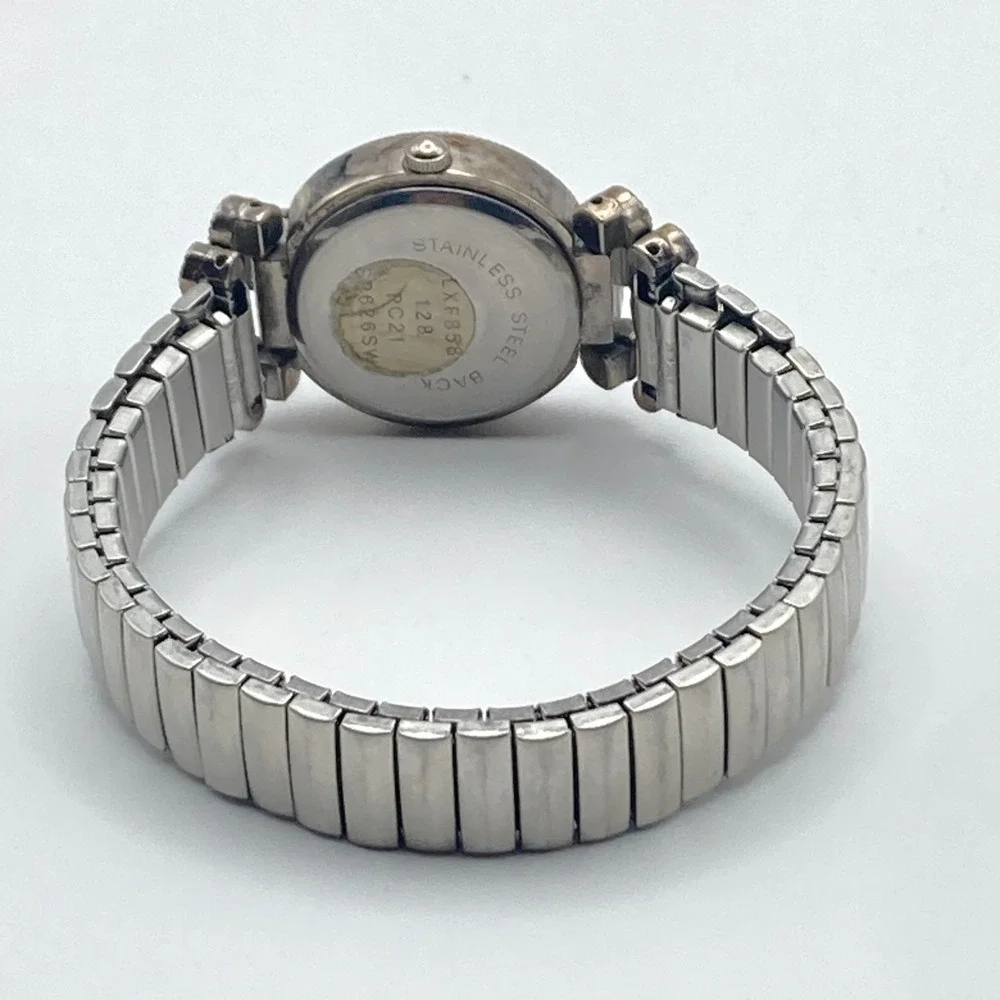 Vtg Faberge Womens Marcasite Watch 26mm Silver Tone Stretch Band New Battery